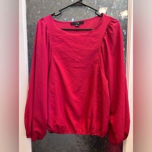 Forever 21 Pink Ruched Long Sleeve Blouse B10